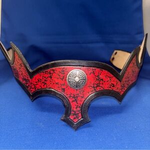 Black And Red Handmade Headpiece Fantasy Medieval Alchemist Embossed Devil